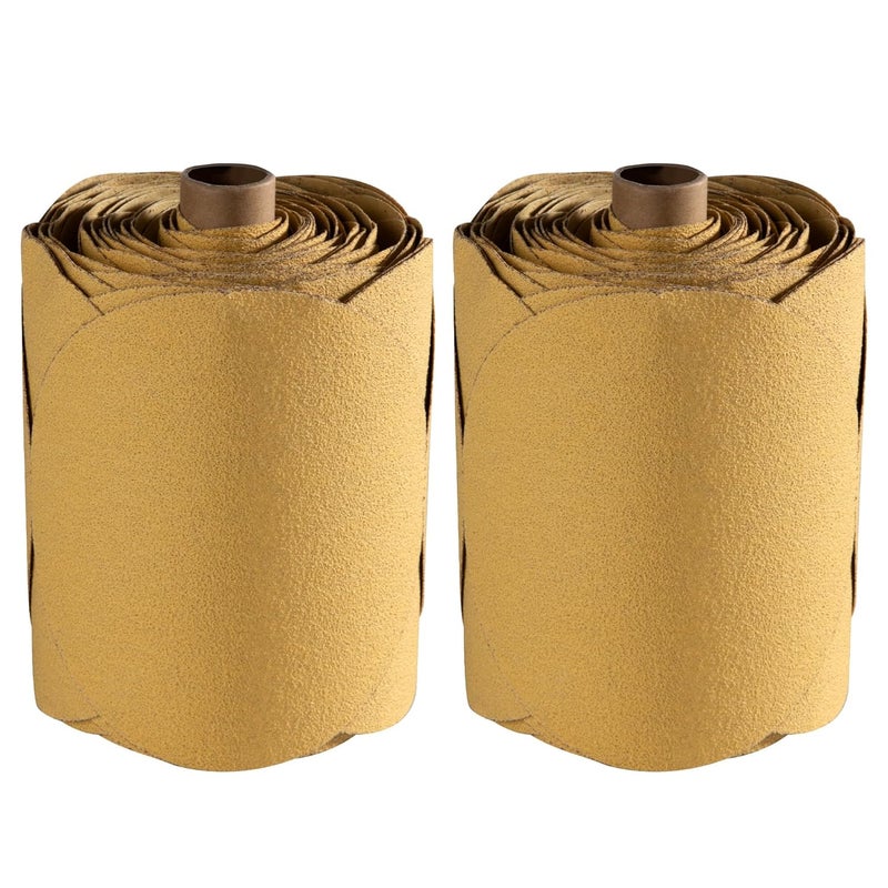 Shawya 200 PCS 6 Inch Gold PSA Sanding Discs 80 Grit Self Adhesive Sticky-Back Sandpaper for DA Sander Automotive Car Paint Woodworking Wood Metal Finishing - Image 1